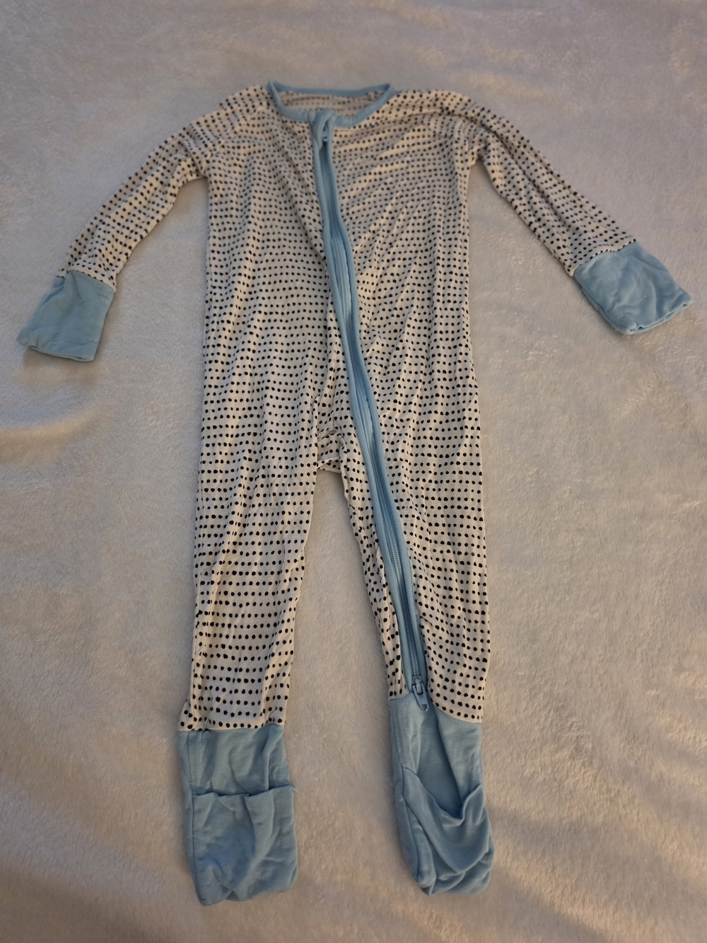 Little Sleepies Blue & White Polka Dot Bamboo Zippy 3-6m